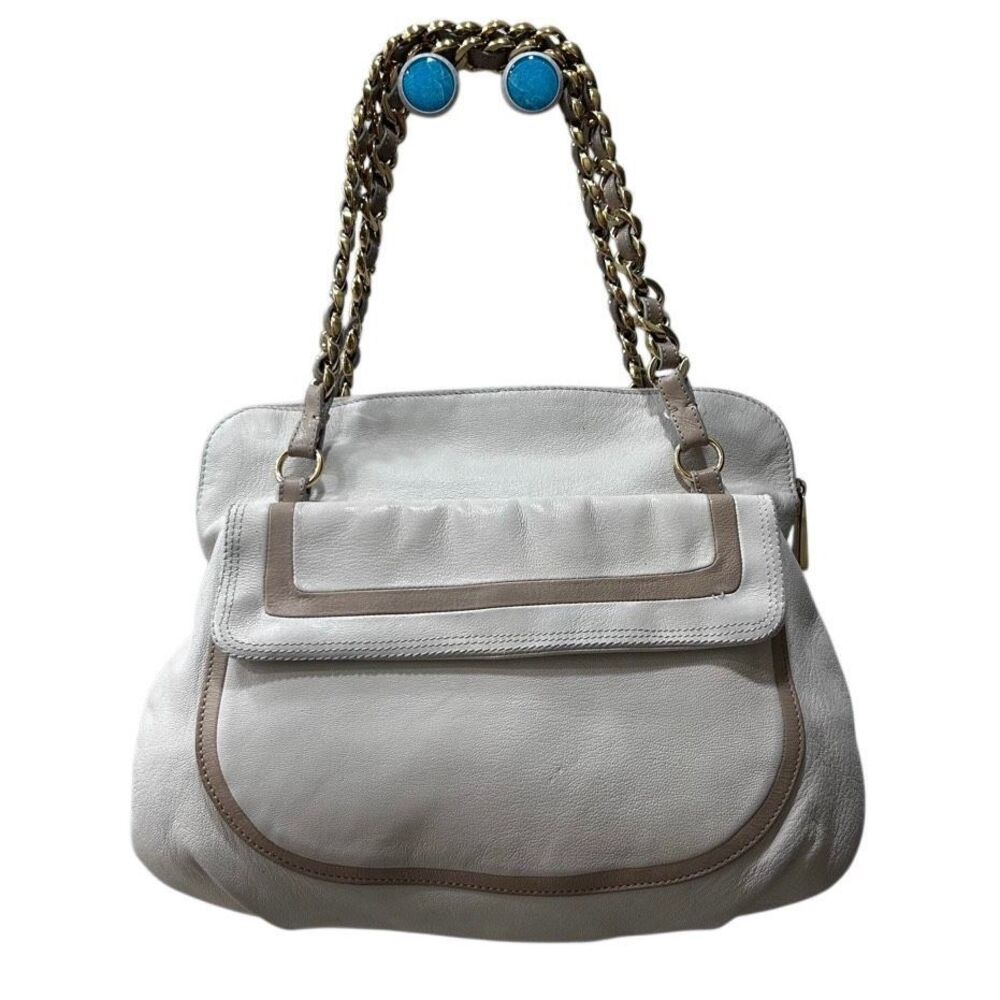 Marc Jacobs Olga Seventies Satchel Bag Women's Ivory Tan Leather Chain Strap - Picture 7 of 14